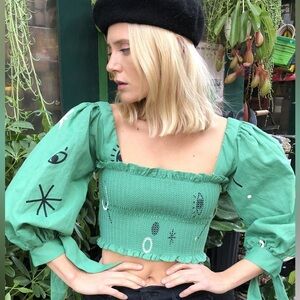 Capulet Emerald Green Starry Crop Top